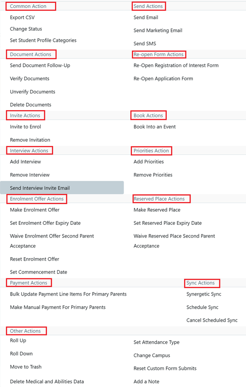 Bulk Action - as at Jan 2026
