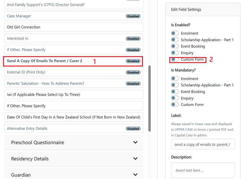 Trigger for 2nd parent email - Form Fields July 2025