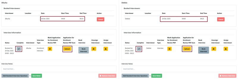 Two Interviewers Assigned