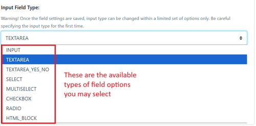 Questionnaire Settings Input Field Type 25092025