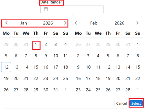 Reports - Contact Details date range Jan 2026