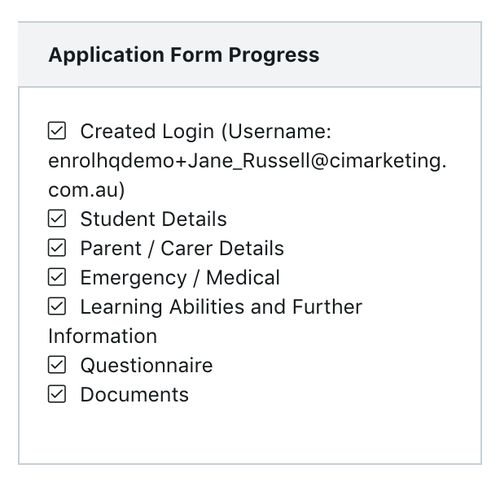 EnrolHQ Application Progress