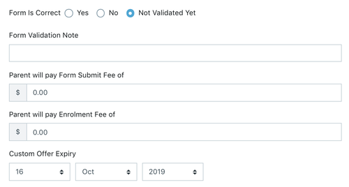 Form is Correct and Custom Fees, Expiry