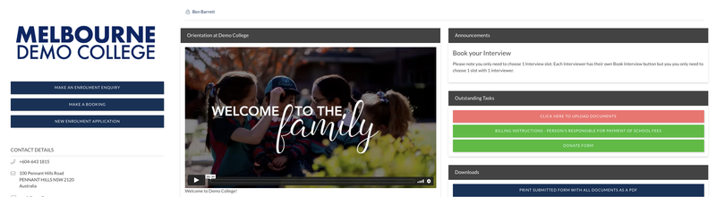 EnrolHQ parent portal for future families