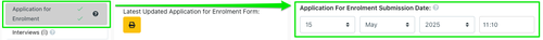 EnrolHQ Application Submission Date